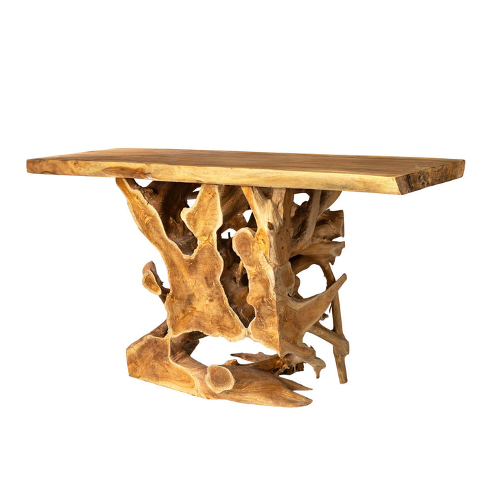 Consola maro din lemn de tec Taru 150x40x80cm