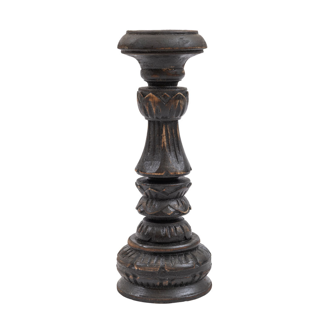 Suporturi de lumanare negre din lemn de albasia  - set 3 bucati