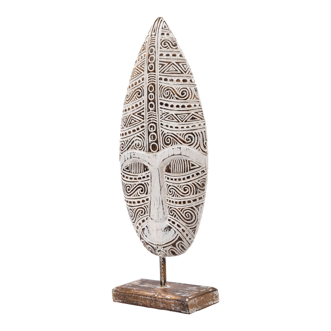 Figurina alba din lemn de albasia Asmat
