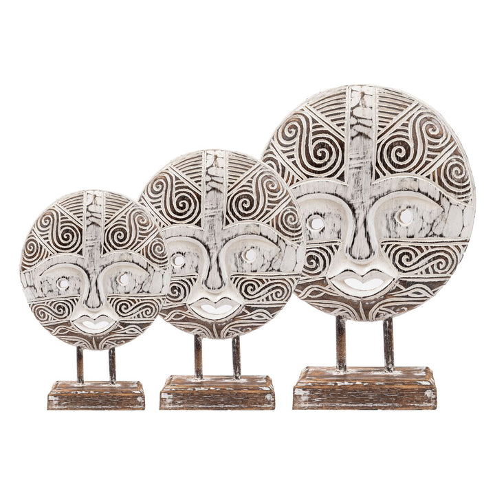 Set 3 figurine albe din lemn de albasia Sago