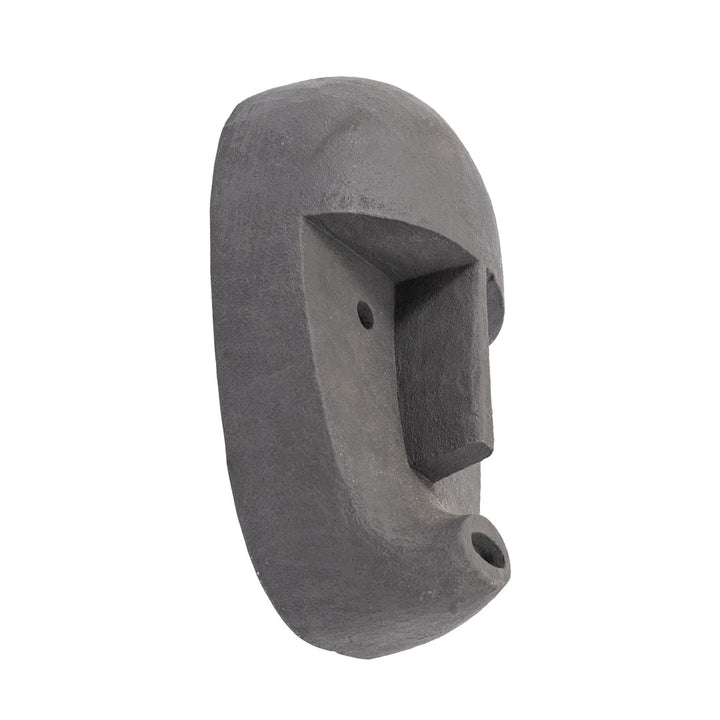 Decoratiune de perete neagra din lemn de albasia Moai 80cm