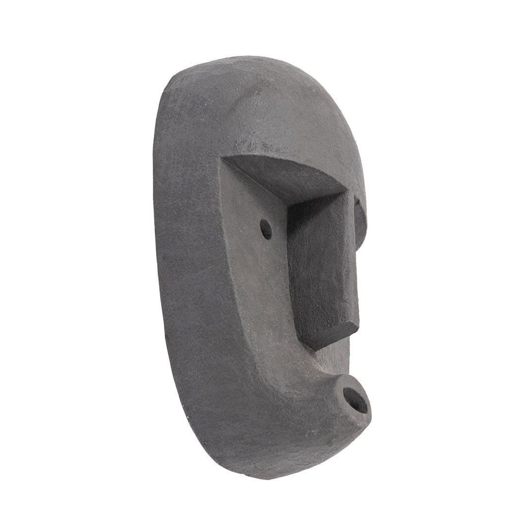 Decoratiune de perete neagra din lemn de albasia Moai 60cm
