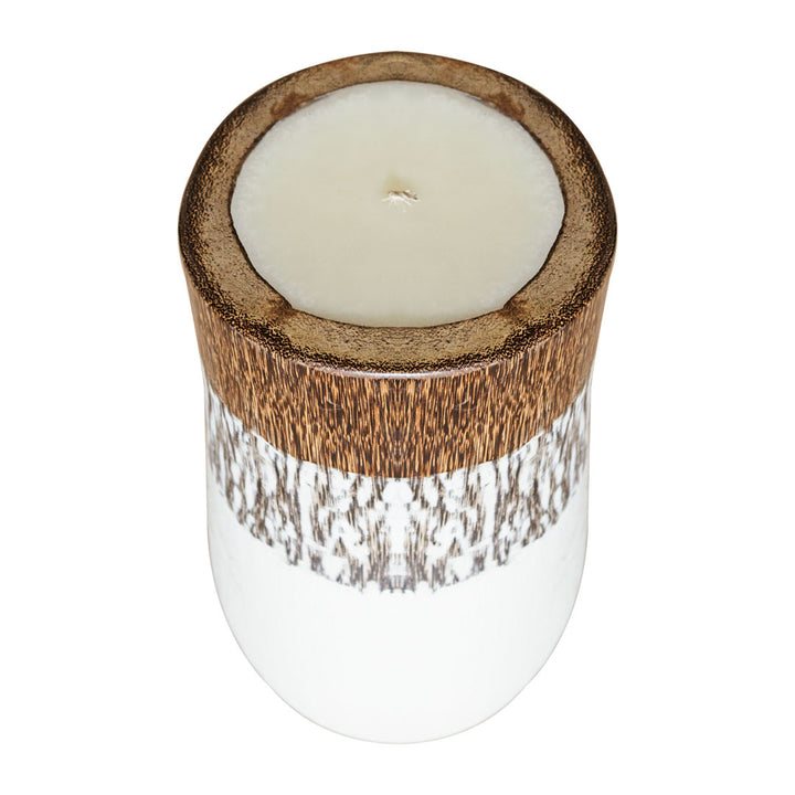 Lumanare cu suport alba din lemn de lontar Lilin