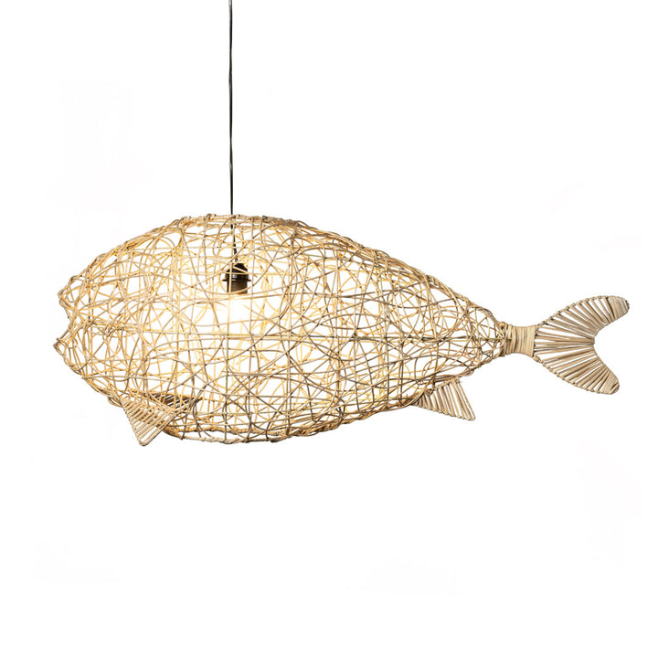 Abajur din ratan Ikan 120x120x60cm