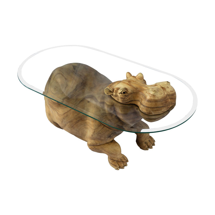 Masa de cafea din lemn de suar si sticla Kuda Nil