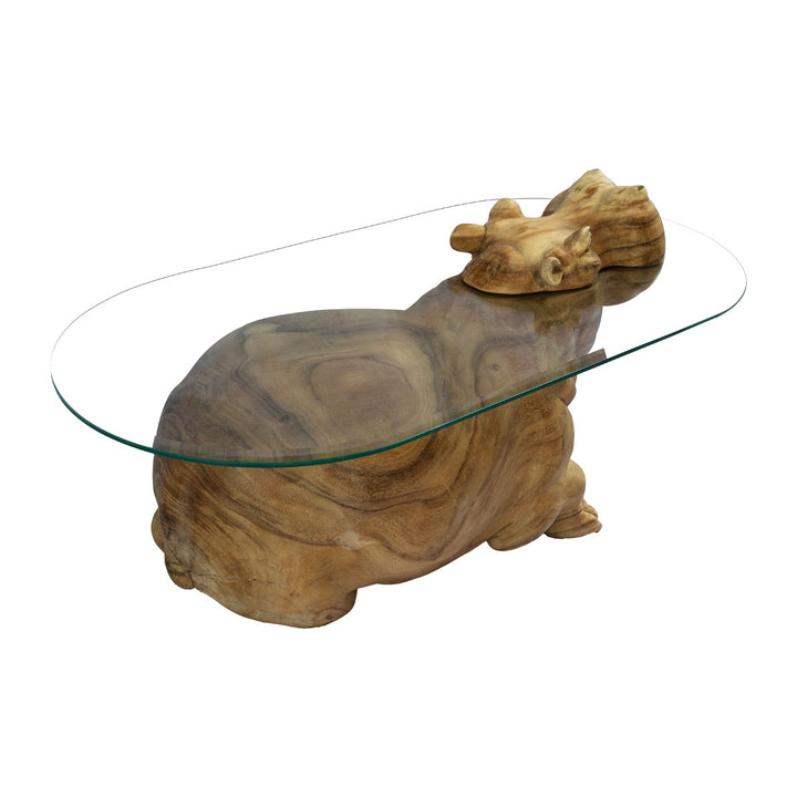 Masa de cafea din lemn de suar si sticla Kuda Nil