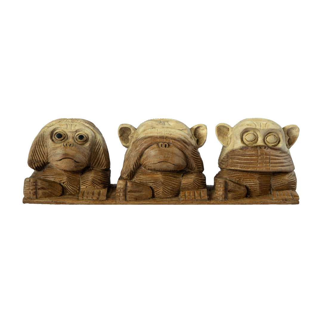 Figurina din lemn de suar Three Wise Monkeys