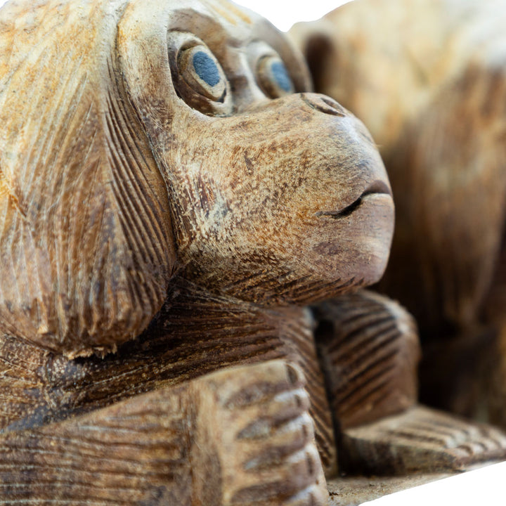 Figurina din lemn de suar Three Wise Monkeys