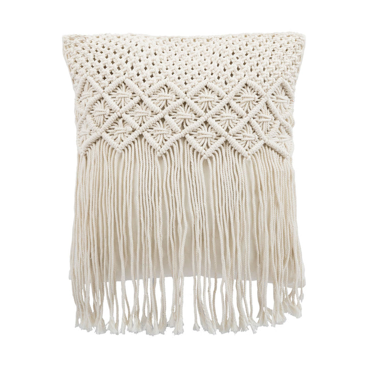 Fata de perna ivoire din macrame si bumbac Kapas 40x40cm