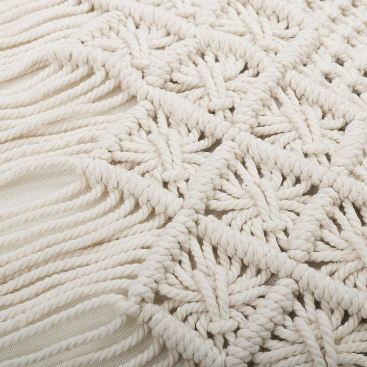 Fata de perna ivoire din macrame si bumbac Kapas 40x40cm
