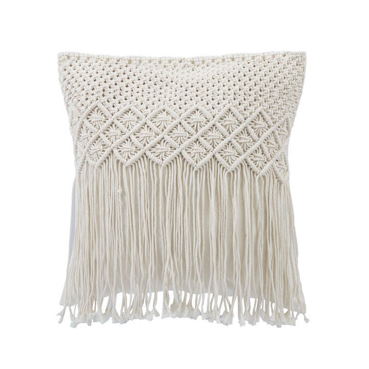 Fata de perna ivoire din macrame si bumbac Kapas 50x50cm