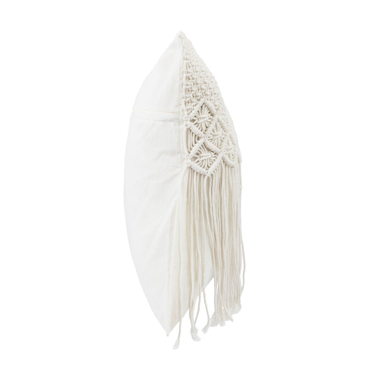 Fata de perna ivoire din macrame si bumbac Kapas 50x50cm