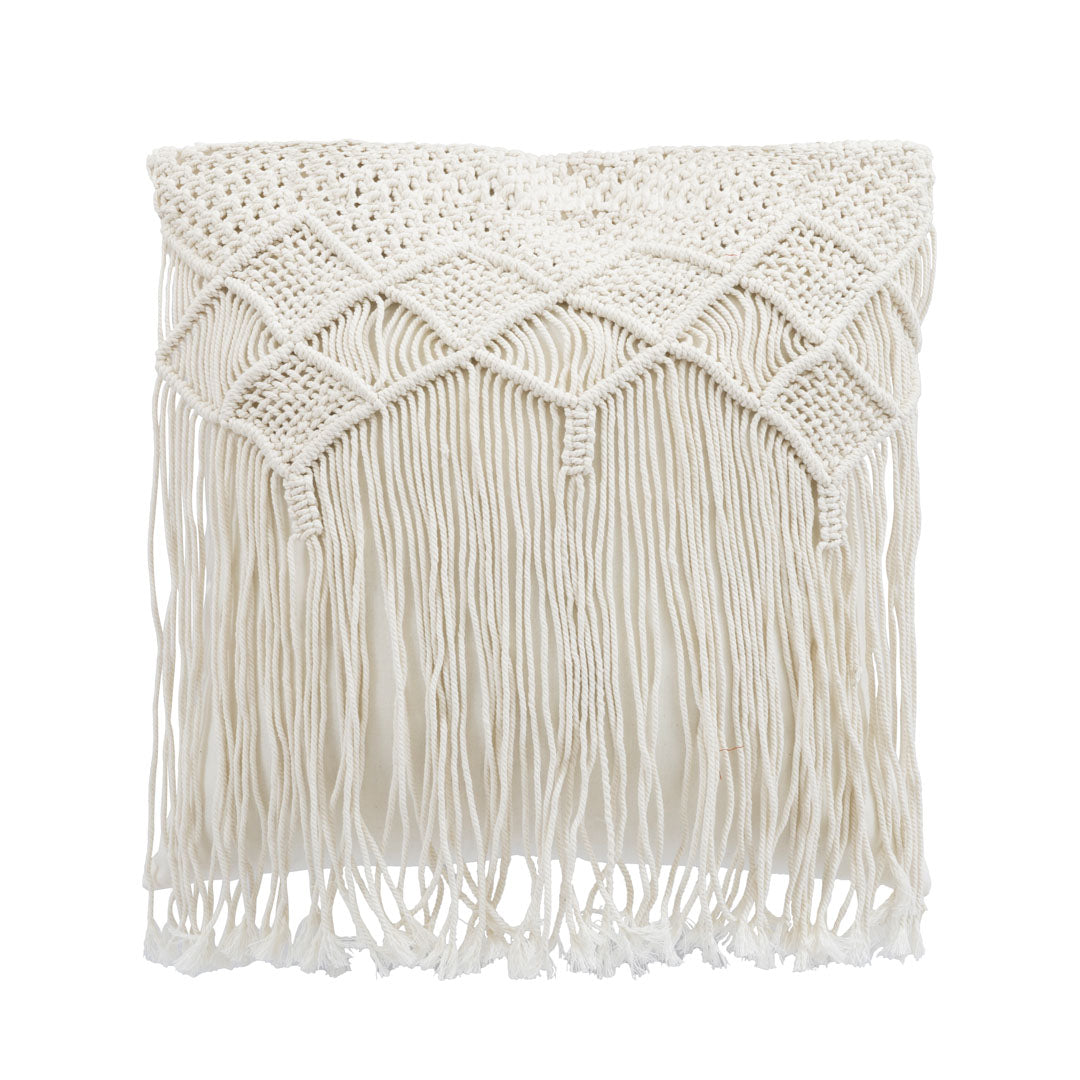 Fata de perna ivoire din macrame si bumbac Rami 40x40cm