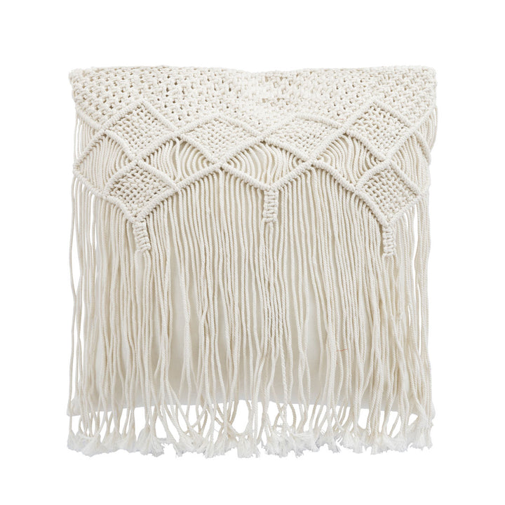 Fata de perna ivoire din macrame si bumbac Rami 40x40cm