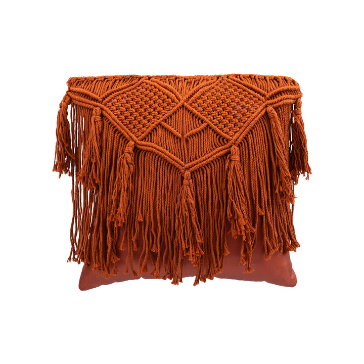 Fata de perna rosie din macrame si bumbac Fringe