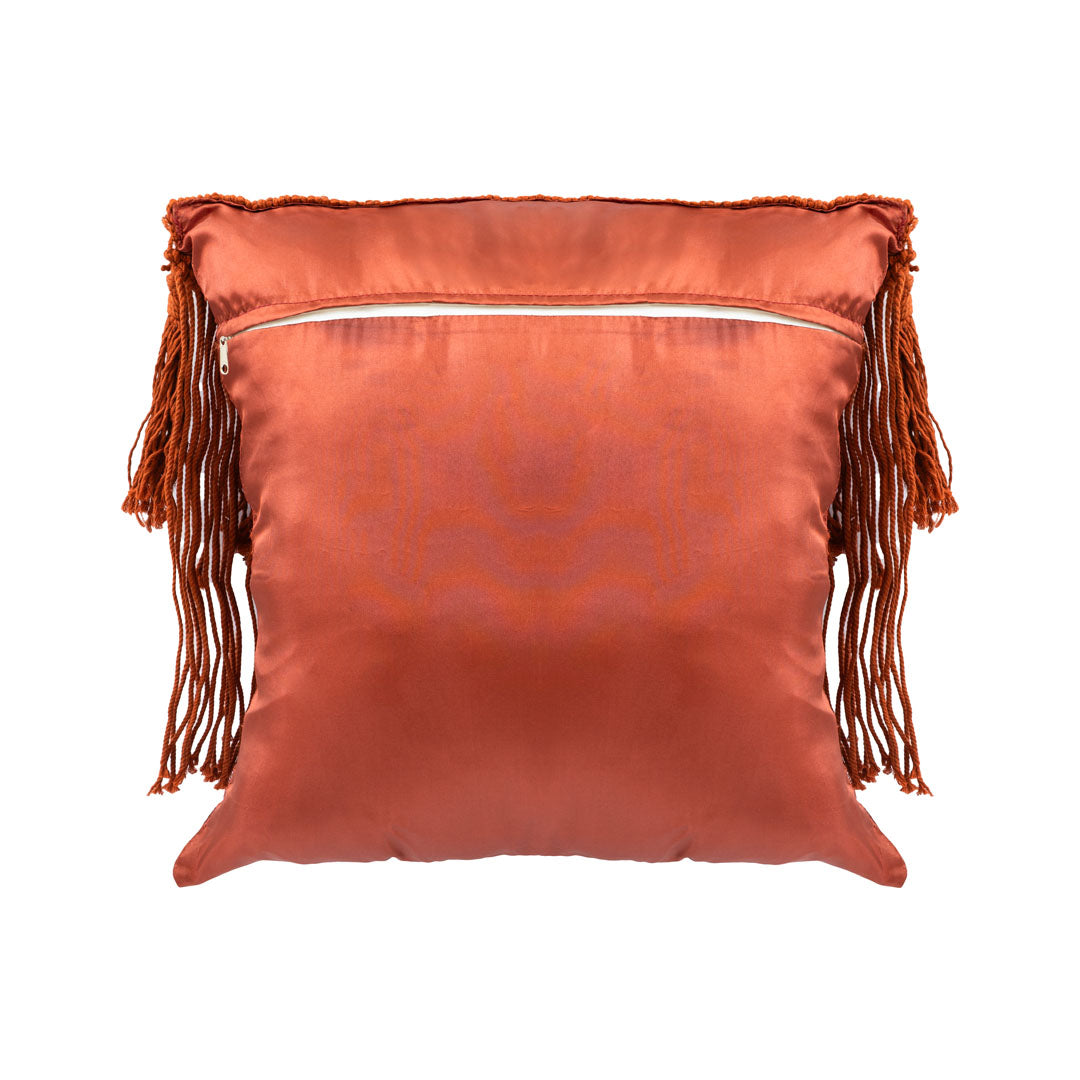 Fata de perna rosie din macrame si bumbac Fringe