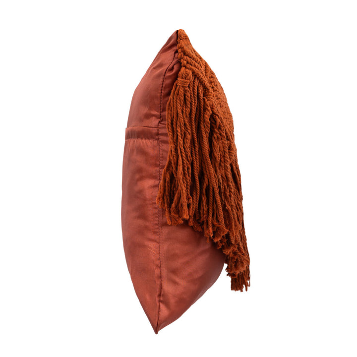 Fata de perna rosie din macrame si bumbac Fringe