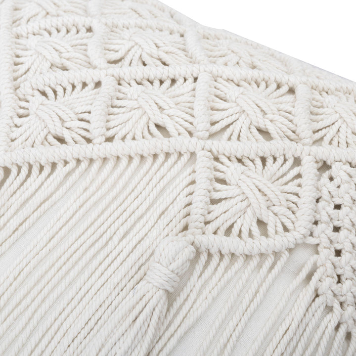 Fata de perna ivoire din macrame si bumbac Makra 40x40cm