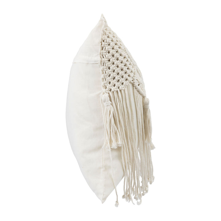 Fata de perna ivoire din macrame si bumbac Makra 40x40cm
