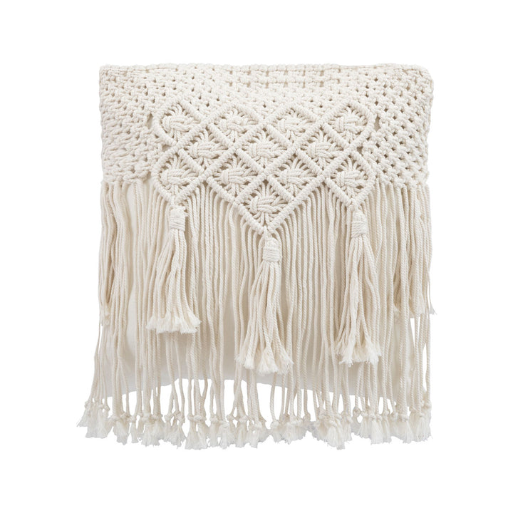 Fata de perna ivoire din macrame si bumbac Makra 50x50cm