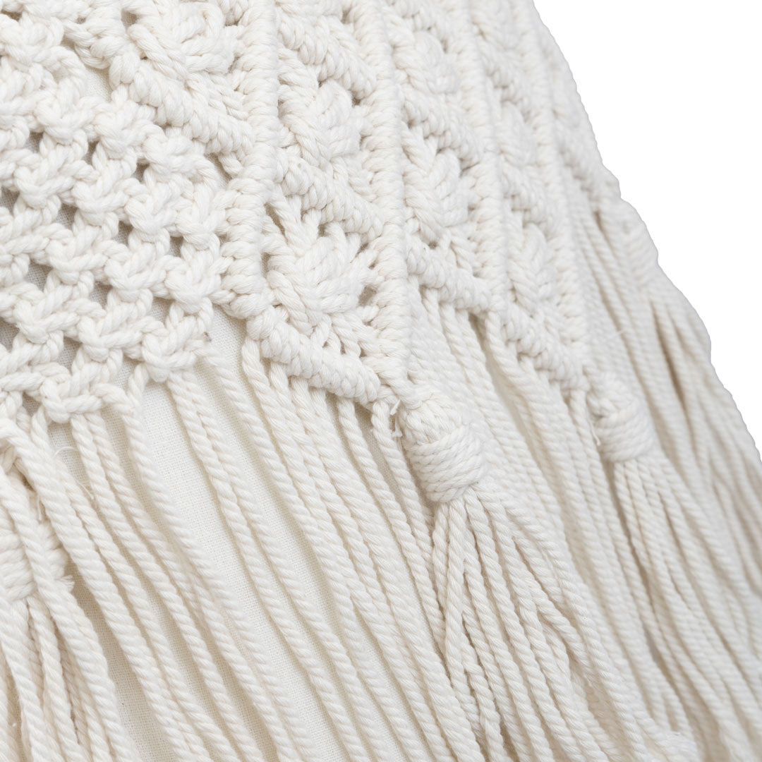 Fata de perna ivoire din macrame si bumbac Makra 50x50cm