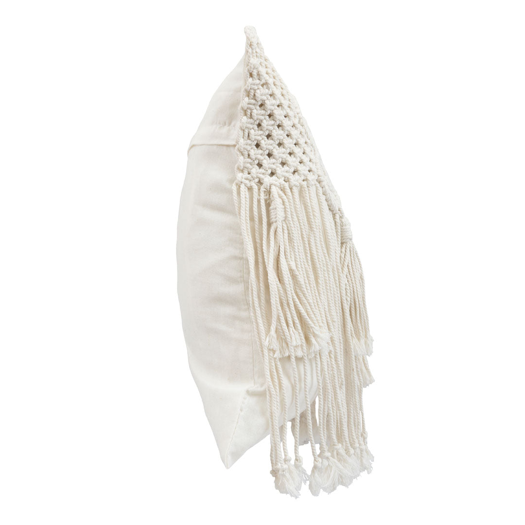 Fata de perna ivoire din macrame si bumbac Makra 50x50cm