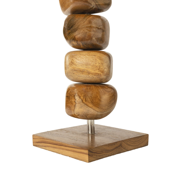 Veioza maro din lemn de tec si bumbac Kanso