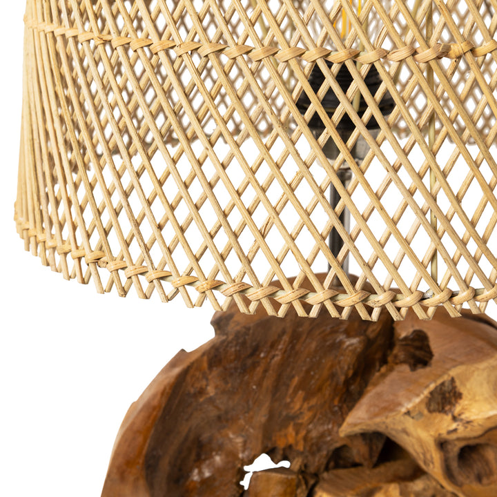 Veioza din lemn de tec si ratan Tala