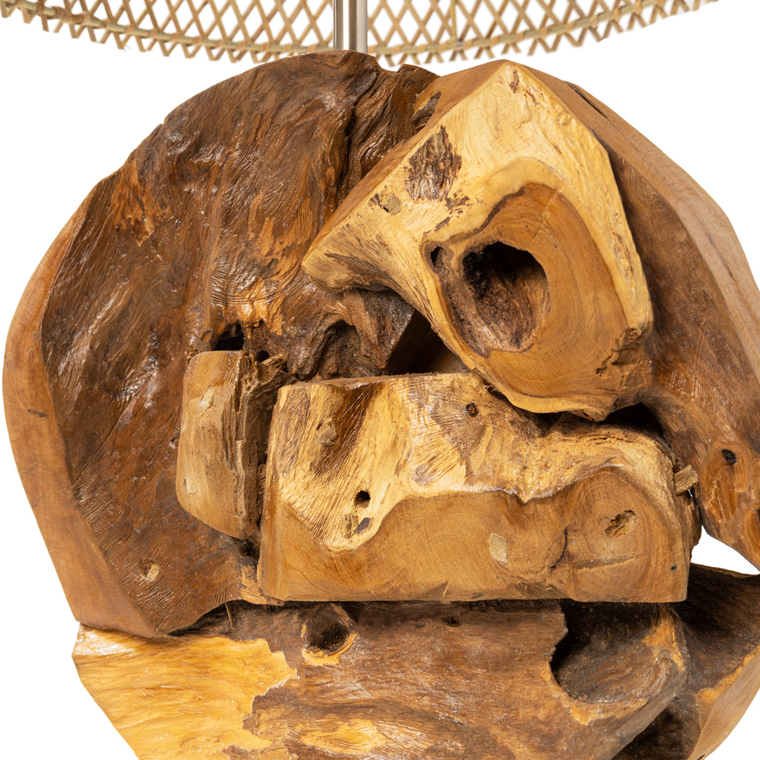 Veioza din lemn de tec si ratan Tala