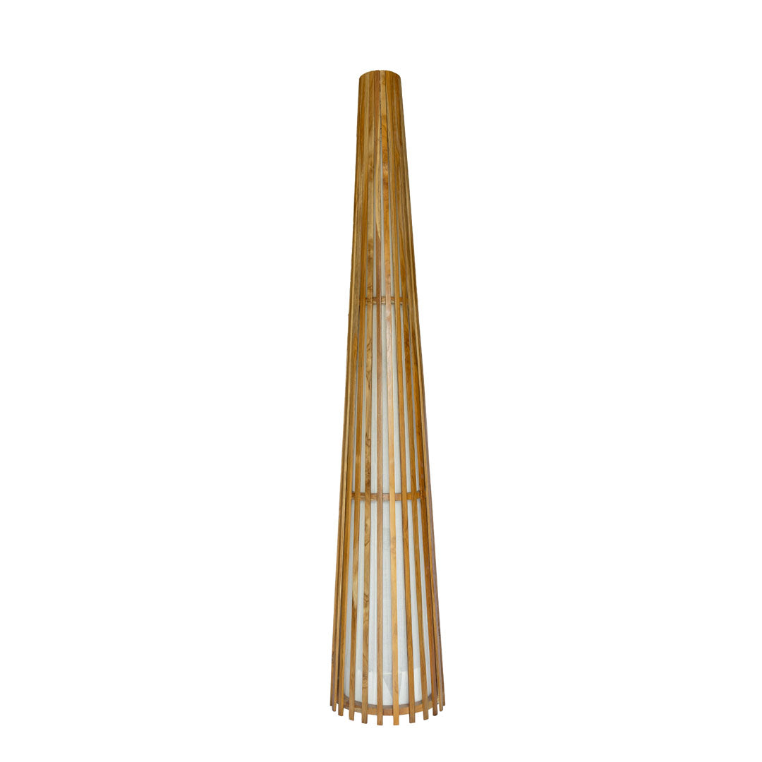 Lampadar maro din lemn de tec si bumbac Senja 40x40x200cm