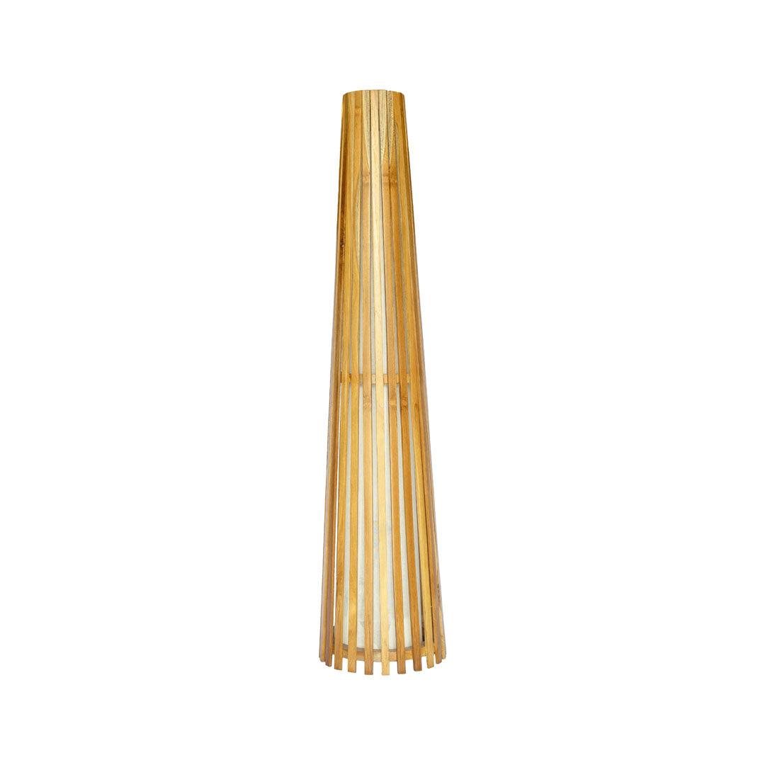 Lampadar maro din lemn de tec si bumbac Senja 20x20x60cm