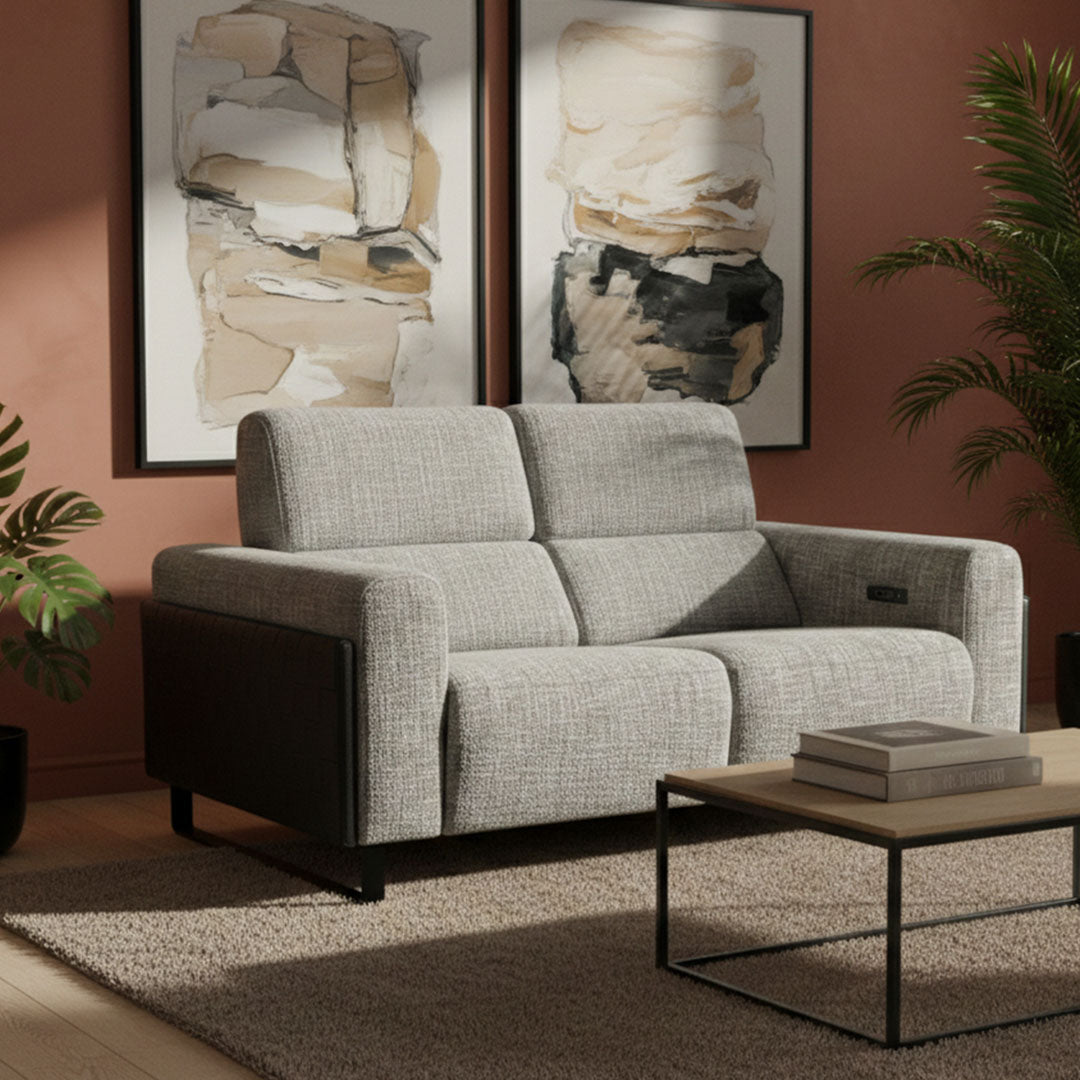 Canapea extensibila gri din cadru lemn de plop si pin Arven