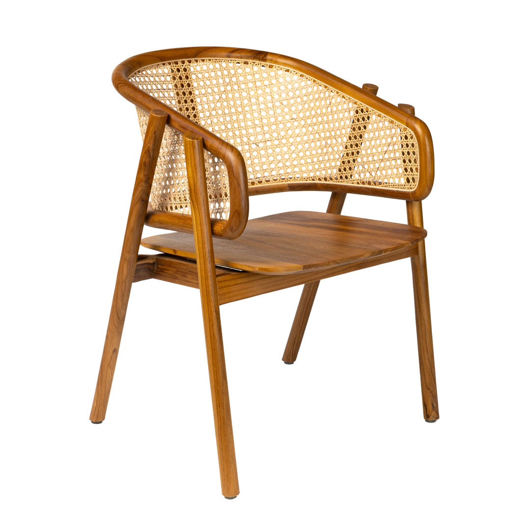 Scaun maro din lemn de tec si ratan Rawa