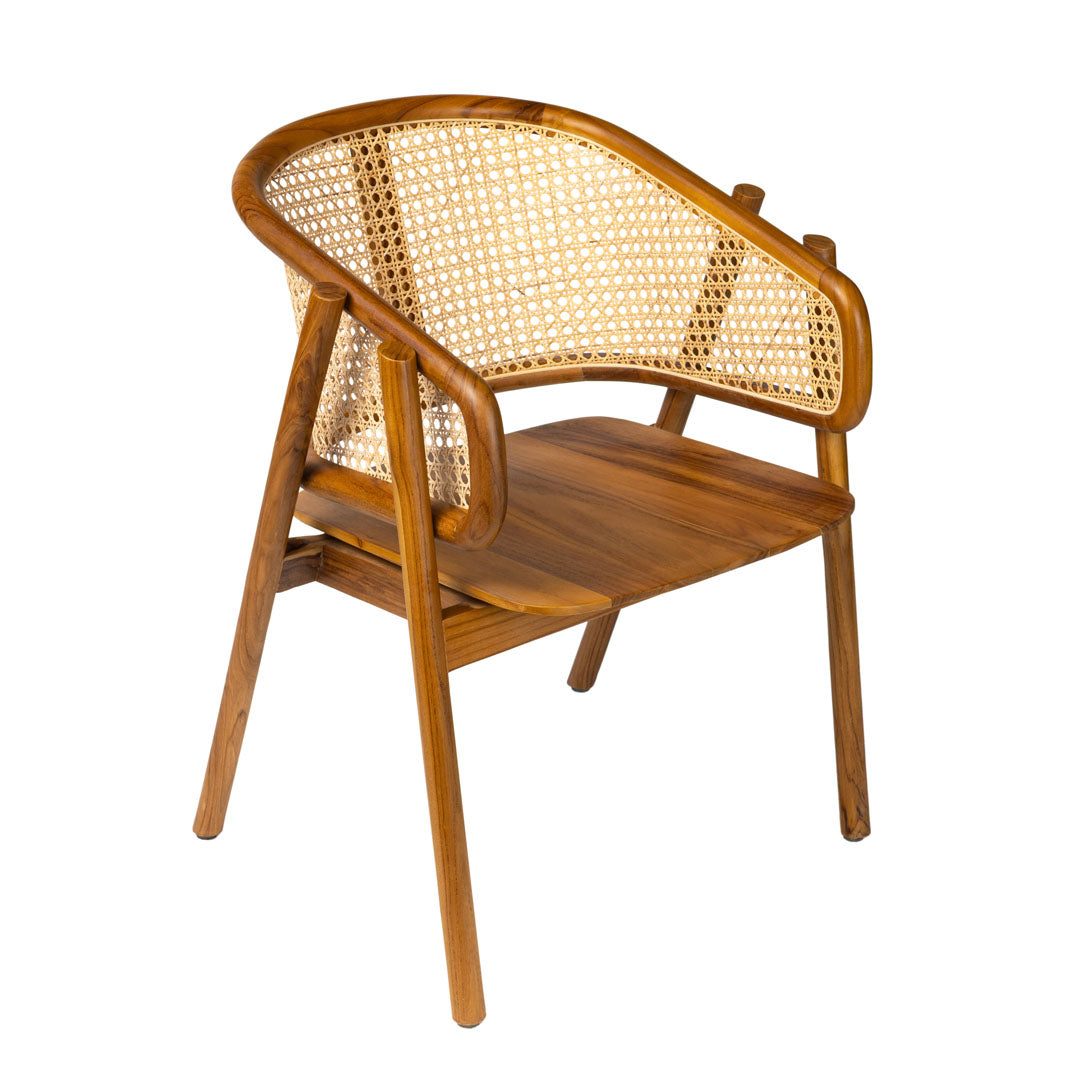 Scaun maro din lemn de tec si ratan Rawa