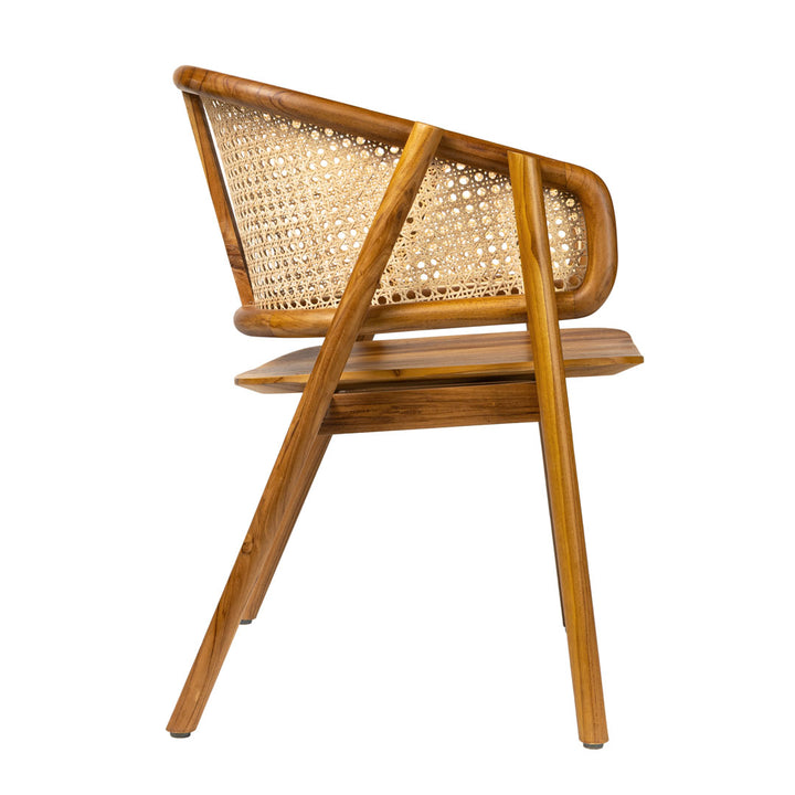 Scaun maro din lemn de tec si ratan Rawa