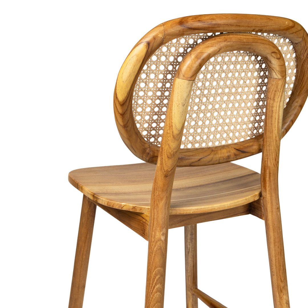 Scaun de bar din lemn de tec si ratan Tove