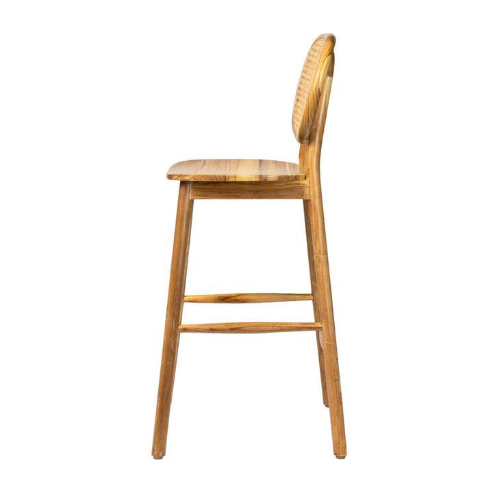 Scaun de bar din lemn de tec si ratan Tove