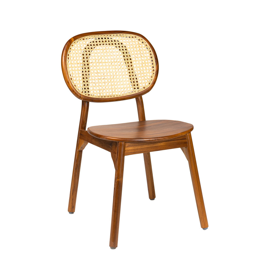 Scaun maro din lemn de tec si ratan Tove