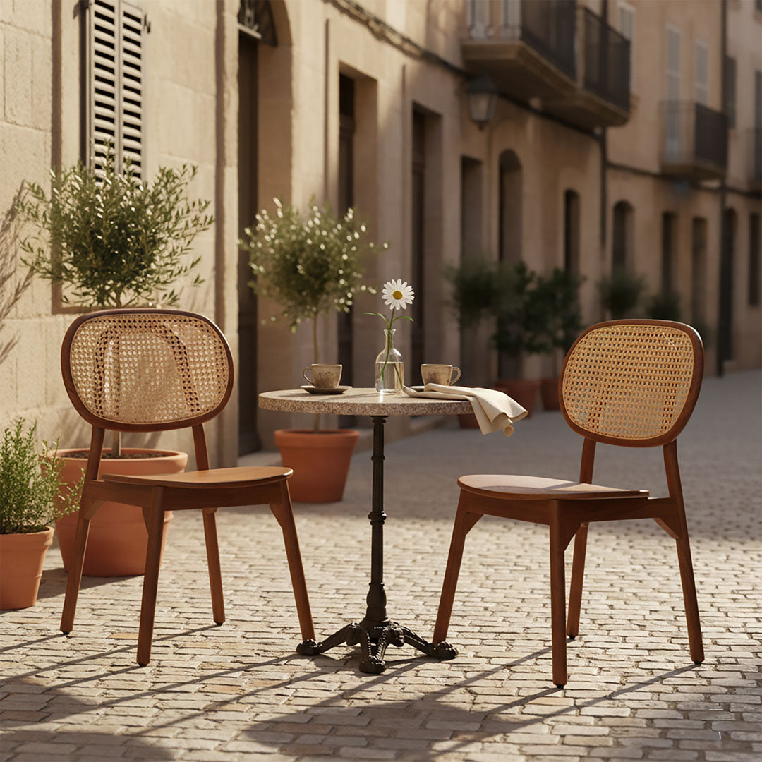 Scaun maro din lemn de tec si ratan Tove