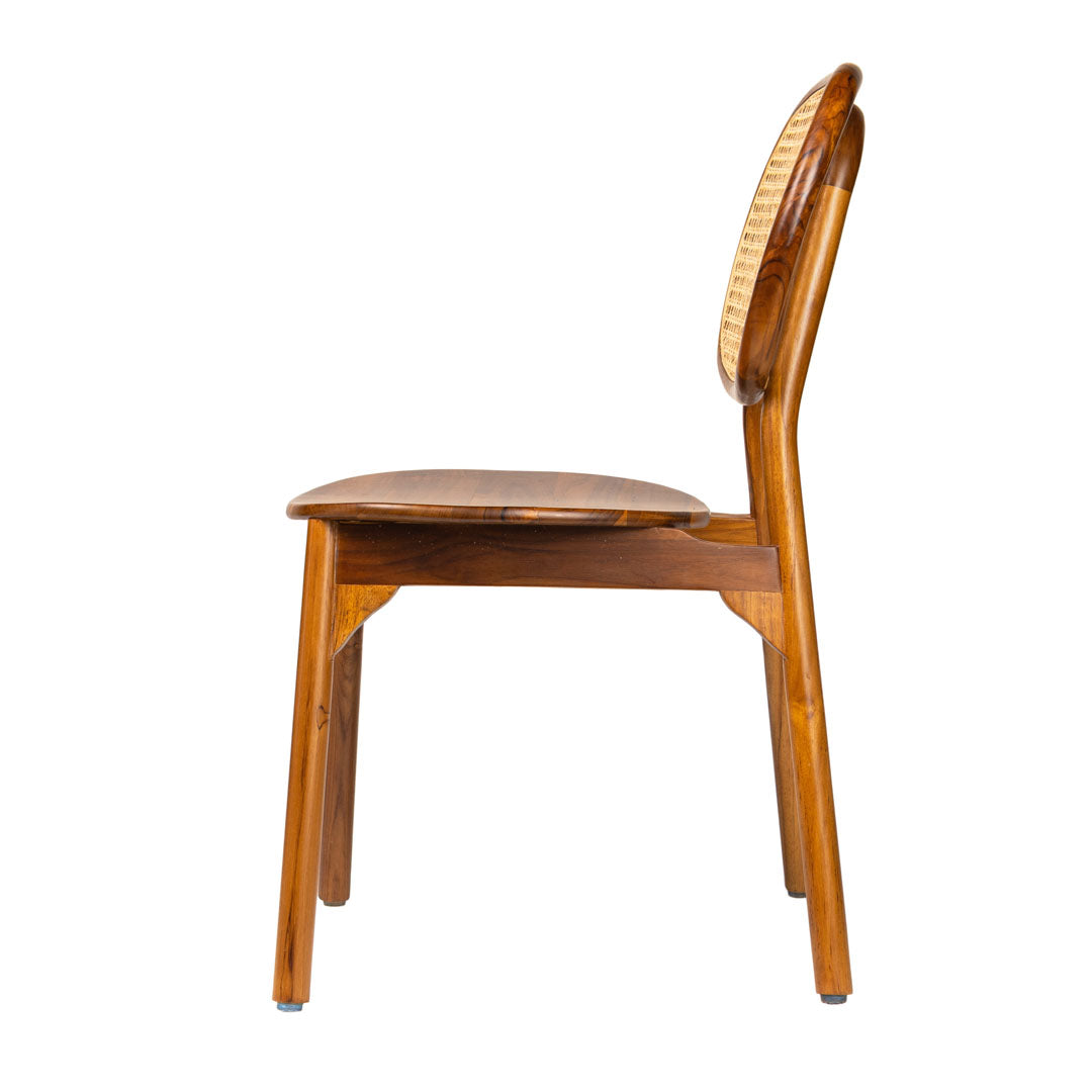 Scaun maro din lemn de tec si ratan Tove