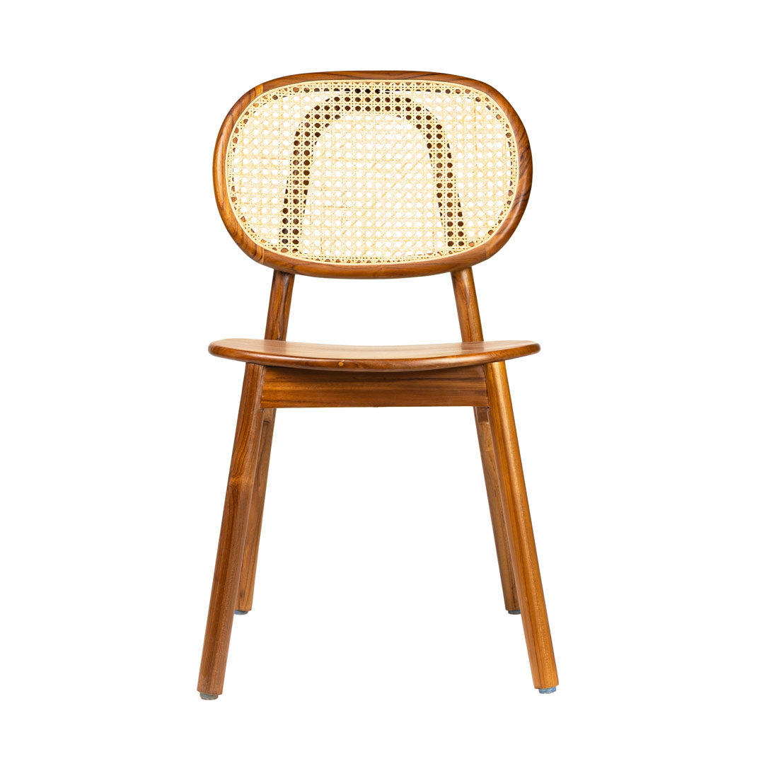 Scaun maro din lemn de tec si ratan Tove