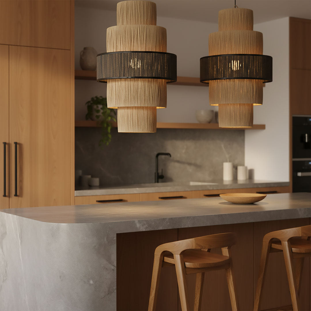 Abajur negru din fibra de bananier si bumbac Takai