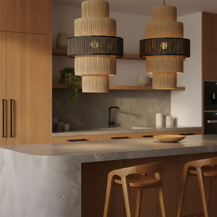 Abajur negru din fibra de bananier si bumbac Takai