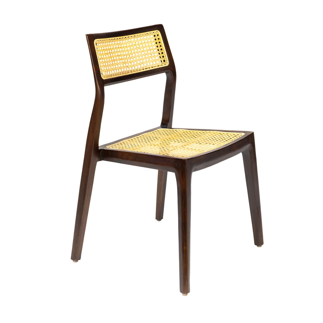Scaun maro din lemn de tec si ratan Karo
