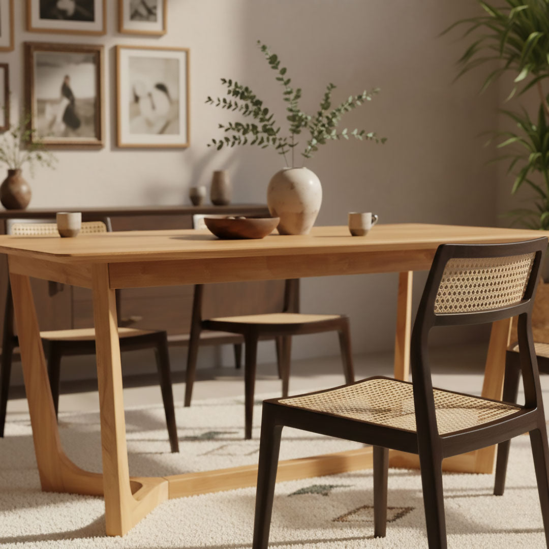 Scaun maro din lemn de tec si ratan Karo