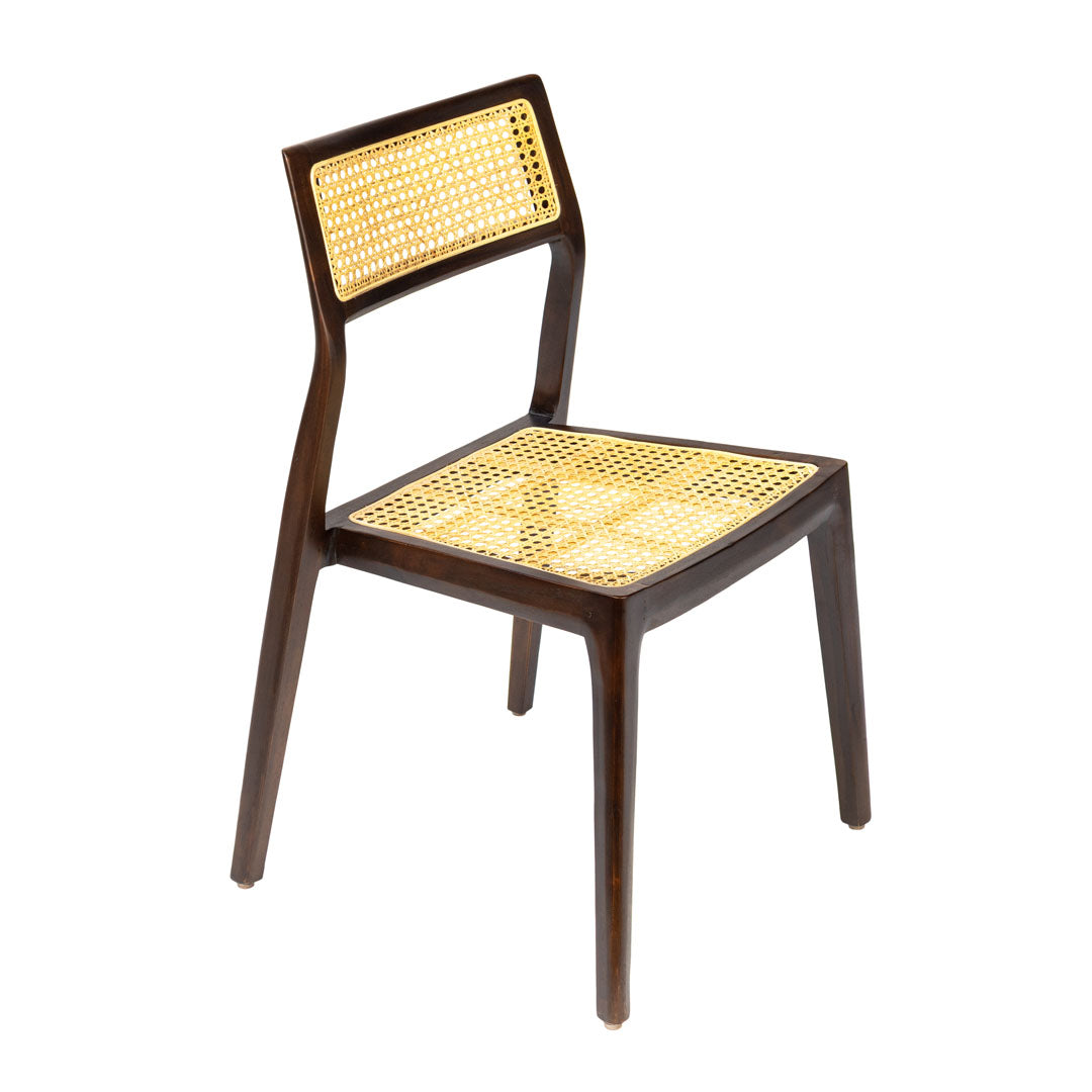 Scaun maro din lemn de tec si ratan Karo