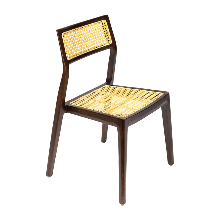 Scaun maro din lemn de tec si ratan Karo