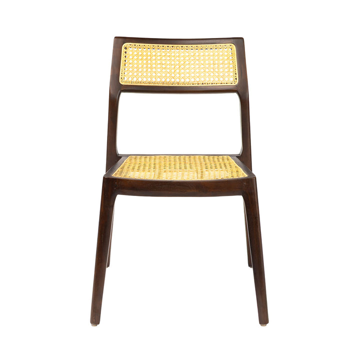 Scaun maro din lemn de tec si ratan Karo