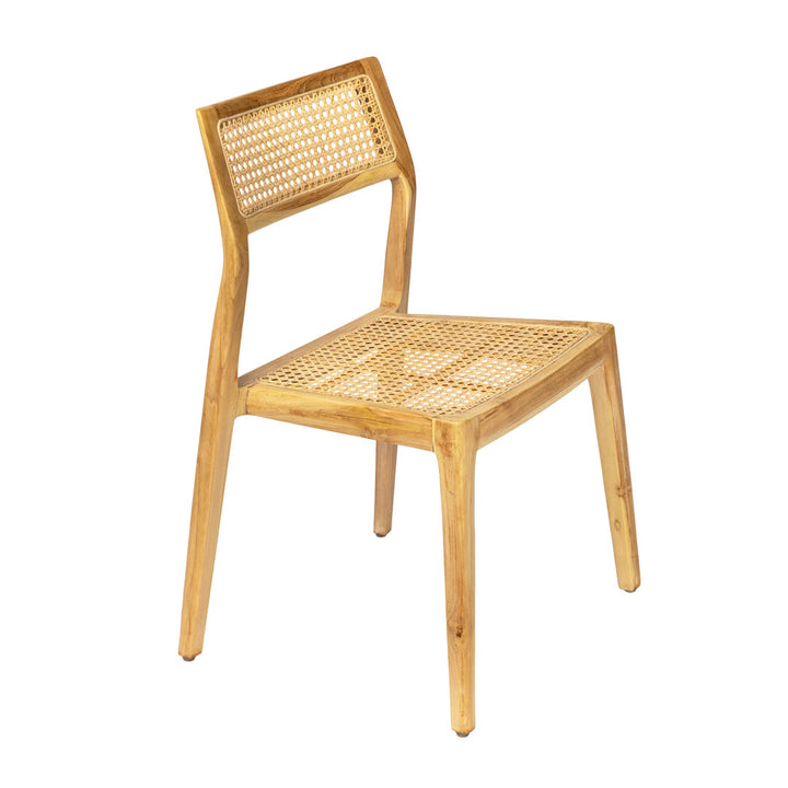 Scaun din lemn de tec si ratan Karo
