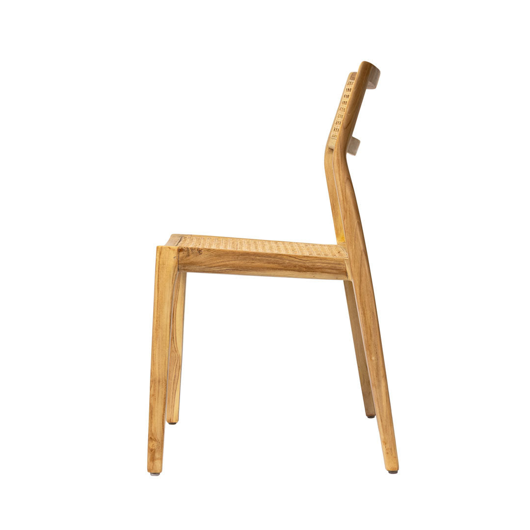 Scaun din lemn de tec si ratan Karo